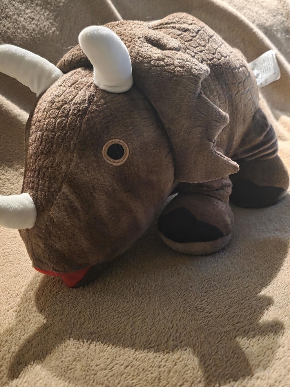 FAB NY Triceratops Dinosaur Plush Piggy Bank Brown Polyester Animal Theme Kids